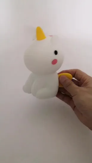 Luz nocturna de silicona LED recargable con forma de unicornio Yichen con luz RGB táctil