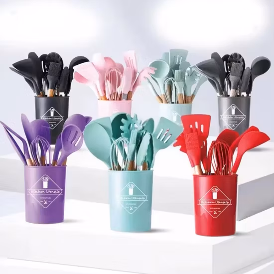 Silicona que cocina los utensilios de cocina coloridos resistentes al calor del Cookware