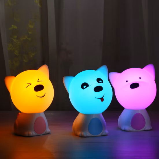 Toque la luz linda de la noche del perro USB del silicón elegante con la batería de litio recargable