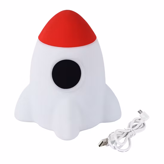 Alta calidad 3.7V 20lm Control táctil de silicio LED pequeño cambiable Luz de noche Rocket para regalo para niños